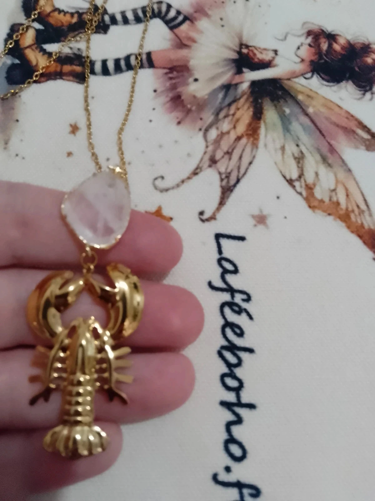 Collier homard et pierre de cristal de roche – photo 2